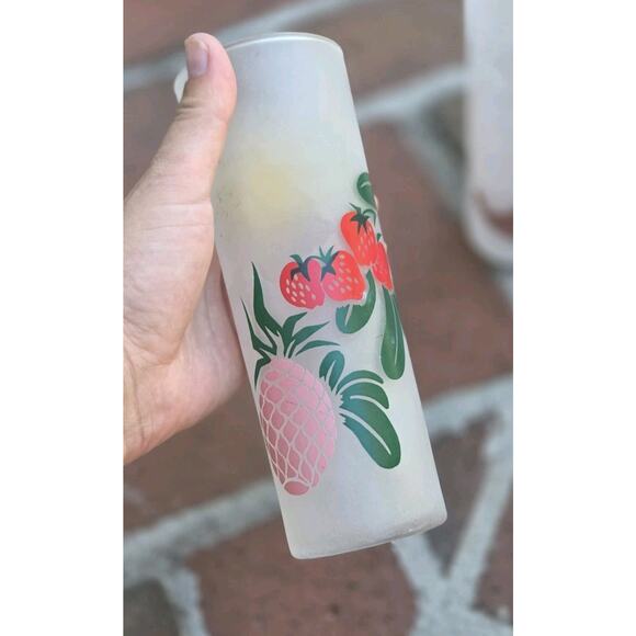 Vintage Federal Frosted Tom Collins Zombie Fruit Glass MCM 6 3/4 " - Picture 7 of 7